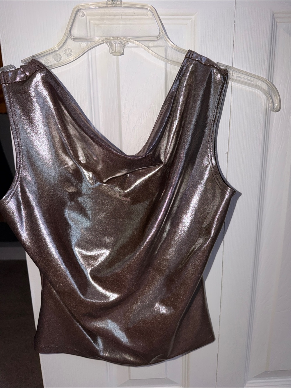 PRETTY LITTLE THING : Metallic Shimmer Tank Top - Iridescent Pewter